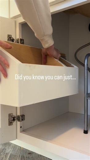 Caitlin | DIY & Woodworking on Instagram: "Pull out drawer added to bathroom vanity cabinet. #diy how to organize hair tools! I added this pull out drawer to my bathroom vanity using two full extension drawer slides. Comment LINK below to get a DM sent with links to all materials used https://liketk.it/5bhUP #diy #tipsandtricks #organization #bathroomideas #vanity"