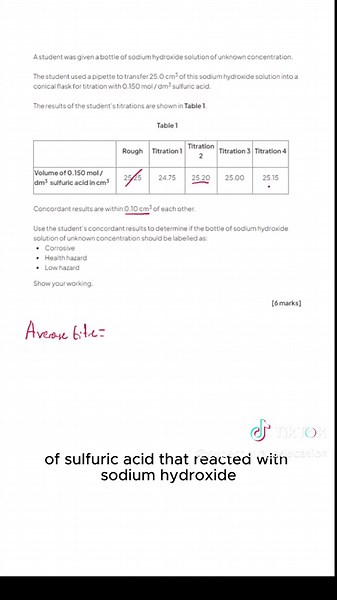 HIGH-YIELD GCSE CHEM TITRATION 6 MARKER #chemistrygcse2023 #gcsechemistry #gcsechemistryrevision #gcse