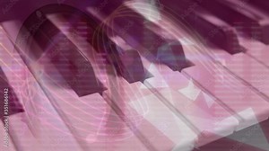 Animation of music notes over music sounds with a piano in background