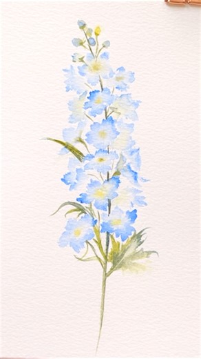 How to Paint Tiny Delphinium Flowers in Watercolor #watercolor #satisfying #arttutorial #painting