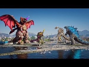 Titanus Destroyah, Battra Larva vs. Godzilla, Skeleton Godzilla Epic Battle ( GTA V Mods )