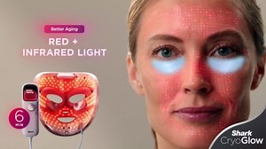 Shark CryoGlow LED Face Mask with Under-Eye Cooling, Anti-Ageing & Blemish Repair, Red & Blue LED, Infrared Light Therapy, USB-C, Remote Control, Storage Bag, Lilac Chill, FW312PL