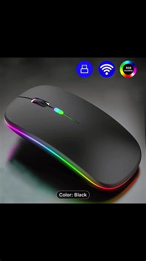 It’s a sleek, Modern wireless RGB mouse in black only for £5 Model: Ultra-Slim Wireless RGB Mouse Color: Black Connectivity: Dual Mode – USB Receiver Wireless (2.4GHz) Lighting: RGB Colorful Backlight Battery: Rechargeable via USB Design: Ultra-slim, silent click, ergonomic Compatibility: Windows, macOS, Linux, Android (with OTG), ChromeOS Where Silence Meets Spectrum, Unleash Color. Stay Wireless. Buy now - DM us to order! #games #electronics #selling #dmus #socialmediaplatforms #fyp #trustwort