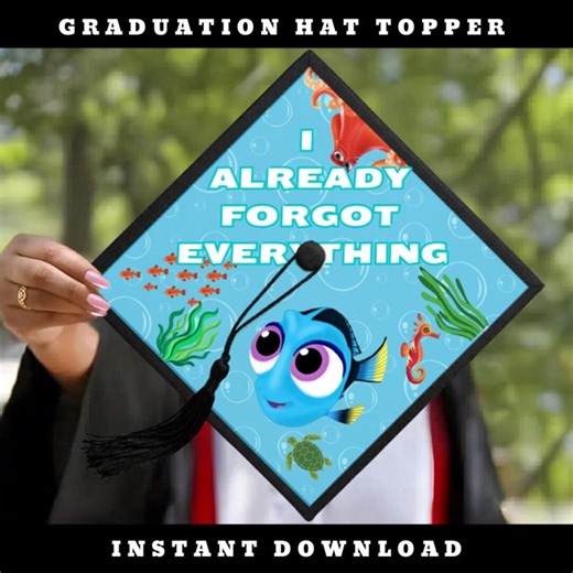 Graduation Cap Topper Funny Ocean Theme Printable Template Grad Cap Decor Senior Humor Design - Etsy