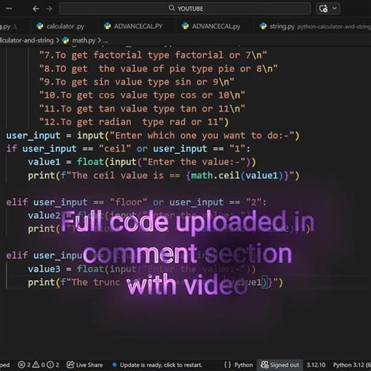 Python Math Library Functions | ceil floor trunc sin cos pi in Python #Shorts #python #learnpython