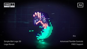 Simple 8bit Pixel Cube Logo 3D