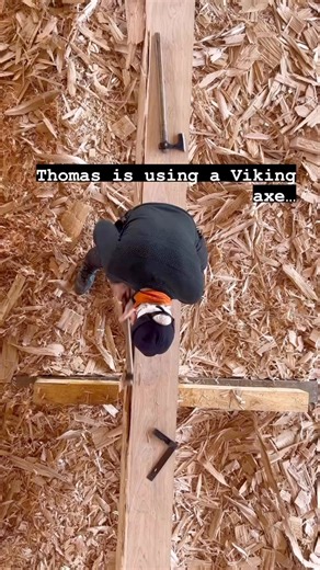 Thomas is using a Viking style axe which is a replica of one found in Ulvik, Norway. It’s believed to date from around 900AD. It’s light and versatile for all sorts of carpentry and axe work. We all love it! #axe #carpenter #viking #boat #making #craft #handtools #madebyhand #making #funatwork #work #job #ilovemyjob #dreamjob | mike dennis craft