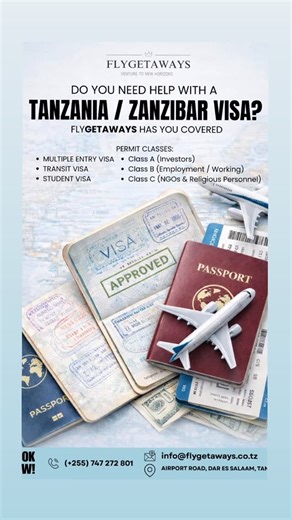 Flygetaways Travel Company on Instagram: "E-Visa Tanzania/Zanzibar. Are you going on a trip and want to apply for a Tanzania/Zanzibar visa? Is your Visa delayed and not sure where to start. Get in touch. #tanzaniavisa #evisatanzania #zanzibarvisa #zanzibar #tanzania"