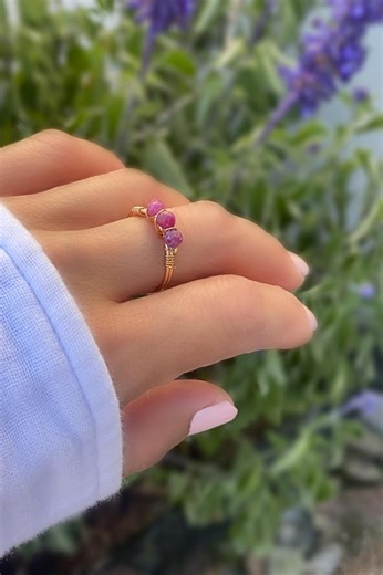 RUBY RING; July Birthstone Ring, Handmade Adjustable Red Gemstone Ring, Wire Wrapped Silver Ring, Gift for Her - Etsy