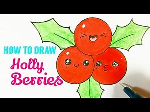 HOW TO DRAW HOLLY BERRY | Christmas Holly Berry Easy & Cute Drawing Tutorial For Beginner