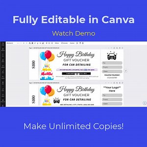 Car Detailing Gift Voucher Template   Bonus PDF Tracker Sheet, PRINTABLE - Etsy