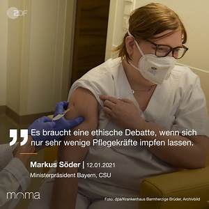 Bayerns Ministerpräsident Söder denkt laut über eine Impfpflicht für bestimmte Berufsgruppen nach, etwa in der Pflege. | ZDF heute