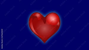 Red heart, animation on a dark background. A place to copy, a template. Stock Video