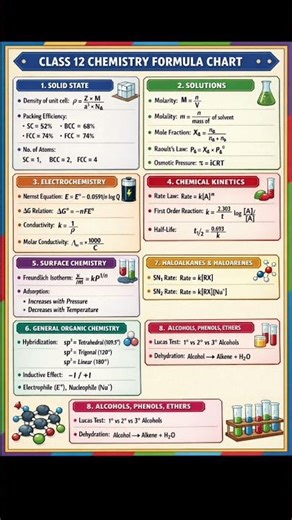 Chemistry Class 12 Formula | Foster Classes