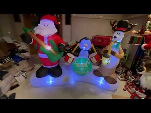 Gemmy 2019 PROTOTYPE Inflatable Rock the Halls Christmas Band w/ Sound (Santa, Reindeer, Penguin)