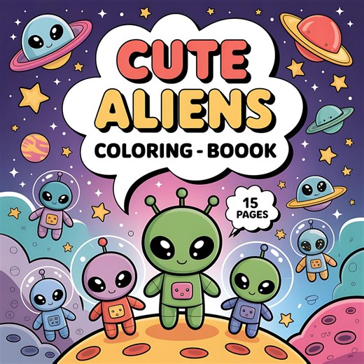 Kawaii Alien Coloring Book, 15 Fun Space Pages (PDF) - Etsy UK