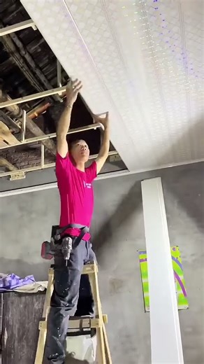 House ceiling installation process #construction #diycrafts #ceilingdesign2025