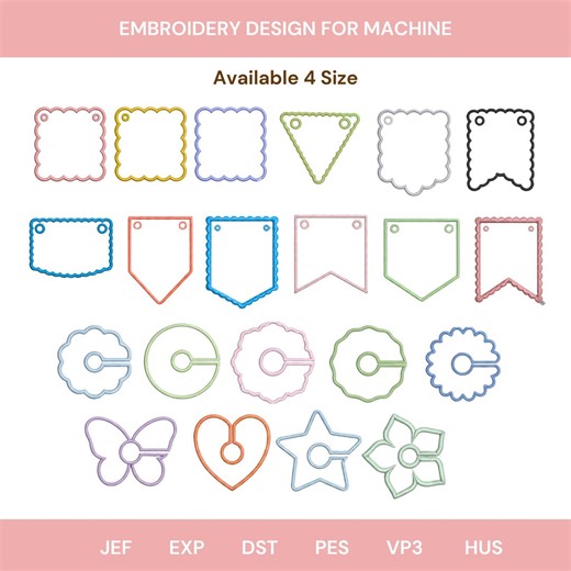 ITH Party Banner Bunting Applique Embroidery Design, Baby Banner Applique Machine Embroidery, ITH Cloud Scalloped Wine Stem Tags Embroidery - Etsy