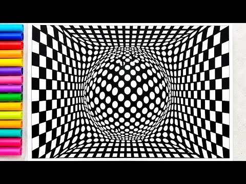 Mesmerizing 3D Sphere Optical Illusion: Satisfying Marker Coloring and ASMR Tracing ✨
