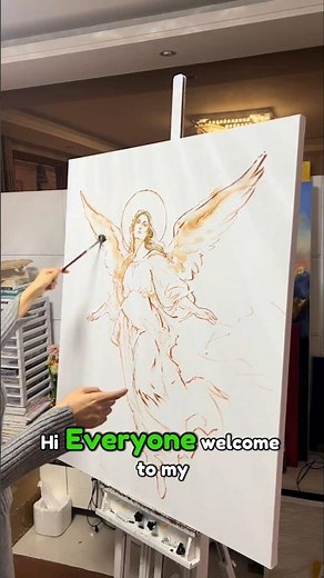 Divine Angel Painting Comes to Life | Satisfying Spiritual Art Process#shortfeed