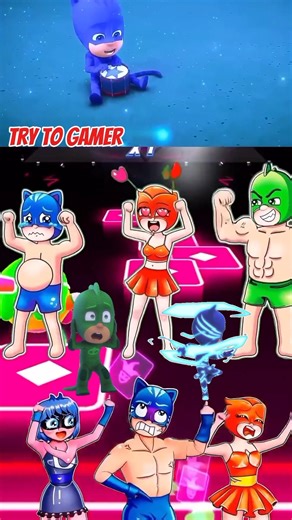 PJ Masks - Owlette 🆚 Gekko 🆚 Owlette 🆚 Gekko X Dance Song Tiles Hop EDM Rush #shorts #shortvideo