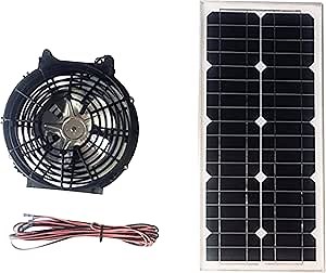Amtrak Solar Powerful 50-Watt 12" Fan with 7" Metal Blade – Portable Solar Fan for Travel, Camping, Car, Truck, RV, Motorhome, Backyard, Park, Shed, Garage, and More