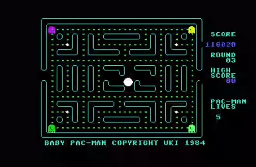 Evan04 found his groove with Baby Pac-Man for the Commodore 64, clearing 5 rounds to end his baby-sitting duties with 211,260 points. #commodore64 #c64 #pacman | Twin Galaxies