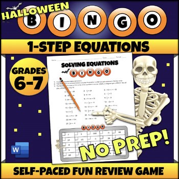 Solving One Step Equations Worksheet | Halloween Review Game No Prep Printable