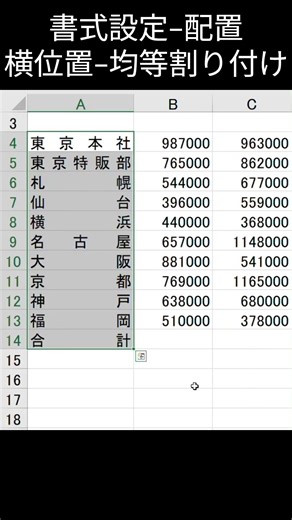 文字数バラバラでも一発で綺麗に配置！