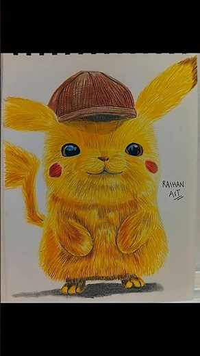 how to draw the realistic Pikachu #art #drawing #sketch #raihanart #mbg #simple