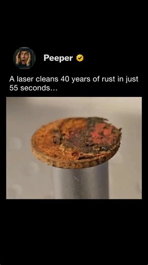 PEEPER on Instagram: "Rust that took decades to build disappears in seconds. This high-power laser doesn’t just clean, it erases corrosion at the molecular level, restoring metal to its original form in seconds. No chemicals. No grinding. Just precision light rewriting history."