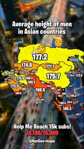 🙋‍♂️ Average height of men in Asian countries #shorts #europe #map #mapping #statistics #nurgeo #fyp