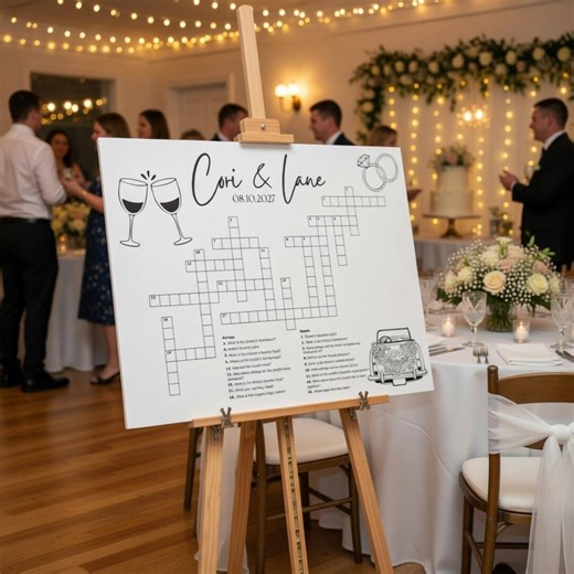 Wedding Crossword Foam Board | Custom Names & Date, Rehearsal Game Sign - Etsy