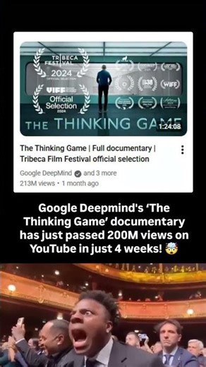 Google Deepmind's ‘The Thinking Game’ documentary has just passed 200M views on YouTube in just