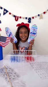 DIY 4th of July flip flops 🩴✨❤️ Such a fun touch to an outfit! #kidscrafts #kidsactivities #kidsdiy #diycrafts #diyfashion #kidsart #fashionreels #kidsfashion #flipflopseason #4thofjulyoutfit #4thofjulyweekend #kidswear #diyideas #kidssummerfashion | Mia Belle Girls