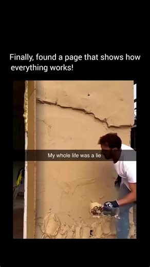 Explaining Unknown on Instagram: "He stands in front of what looks like a plain wall—no bricks, no texture, nothing remarkable. Then the work begins. With each throw of cement, a new layer forms, smooth at first, then shaped with precise, deliberate strokes. Line by line, he draws the pattern of bricks, symmetry built entirely from illusion. But that’s only the foundation. Once the pattern sets, he takes a chisel and begins carving into every “brick”—adding cracks, rough edges, and subtle imperf