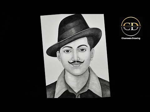 How to draw a " Bhagat singh "(step by step)Pencil Drawing Tutorial//