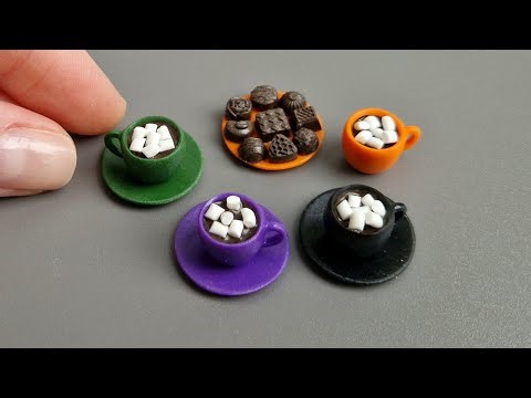 Miniature cups/Made with polymer clay/Tutorial/DIY
