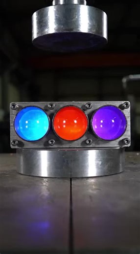 Nic Davis | A heavy industrial pressure block with three glowing chambers gets crushed under extreme force. Watch as each chamber ruptures one by one,... | Instagram