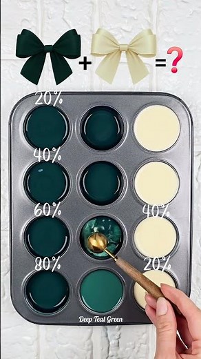 Teal & Cream Color Mixing | 4 Perfect Ratios from Dark to Mint 🤍💚 #colormixing #colorpalette #asmr