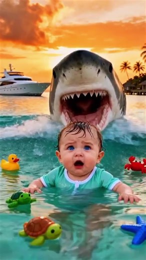 Hero Cat Saves Baby From Shark in Ocean Rescue That Shocked Everyone #babiesoftiktok #babyrescue #catrescue #baby #story