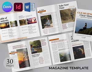Modern Magazine Template | Book Editorial Layout | Printable Editable Magazine (canva, MS Word, Indesign) - Etsy Australia