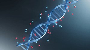 clip-3618780833-animation-dna-rotating-against-blue-background-accompanied
