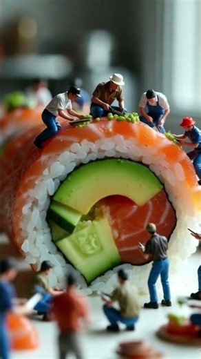 Tiny Workers Building a Giant Sushi! 🍣🔧 Mini World in Action