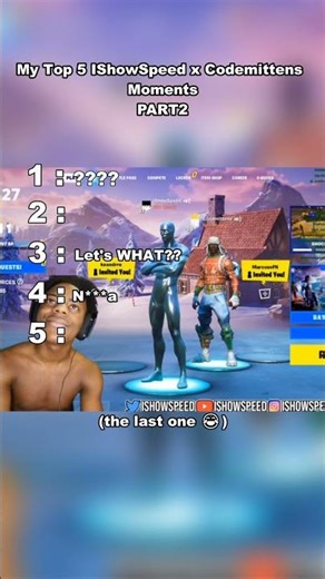 TOP 5 IShowSpeed x Codemittens Moments PART2 #speed #ranking