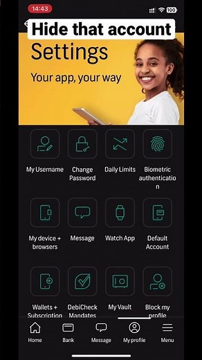 FNB: How to hide visible accounts using an App