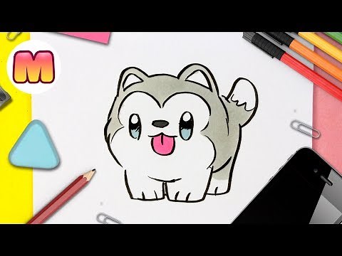 HOW TO DRAW A KAWAII HUSKY DOG - easy kawaii drawings - HOW TO DRAW KAWAII ANIMALS