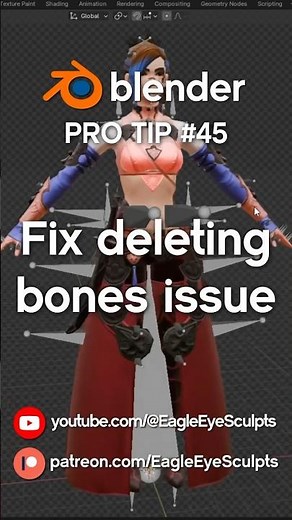 Fix deleting bones issue in blender in 8 seconds #blender #tutorial #sculpting #shorts
