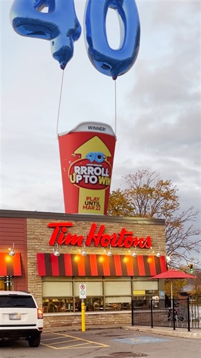 If you were looking for a sign it’s Roll Up Season…this is it 🎈🎈 Play Roll Up to Win until March 22 on the Tims app or on hot beverage cups, while supplies last! Rules apply. No purchase necessary. Canada only. Cups available while supplies last, cup roll period will close once cups have been depleted (check in-restaurant before ordering). See www.rolluptowin.ca or visit the app for full contest details. © Tim Hortons, 2026 | Tim Hortons