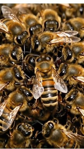 Bees in the hive clustering: Buzzing for more honey.